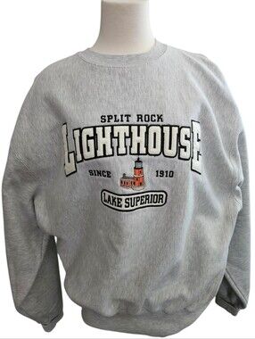 Vintage Signature Concepts Unisex Large   Crewneck, Split Rock Lighthouse